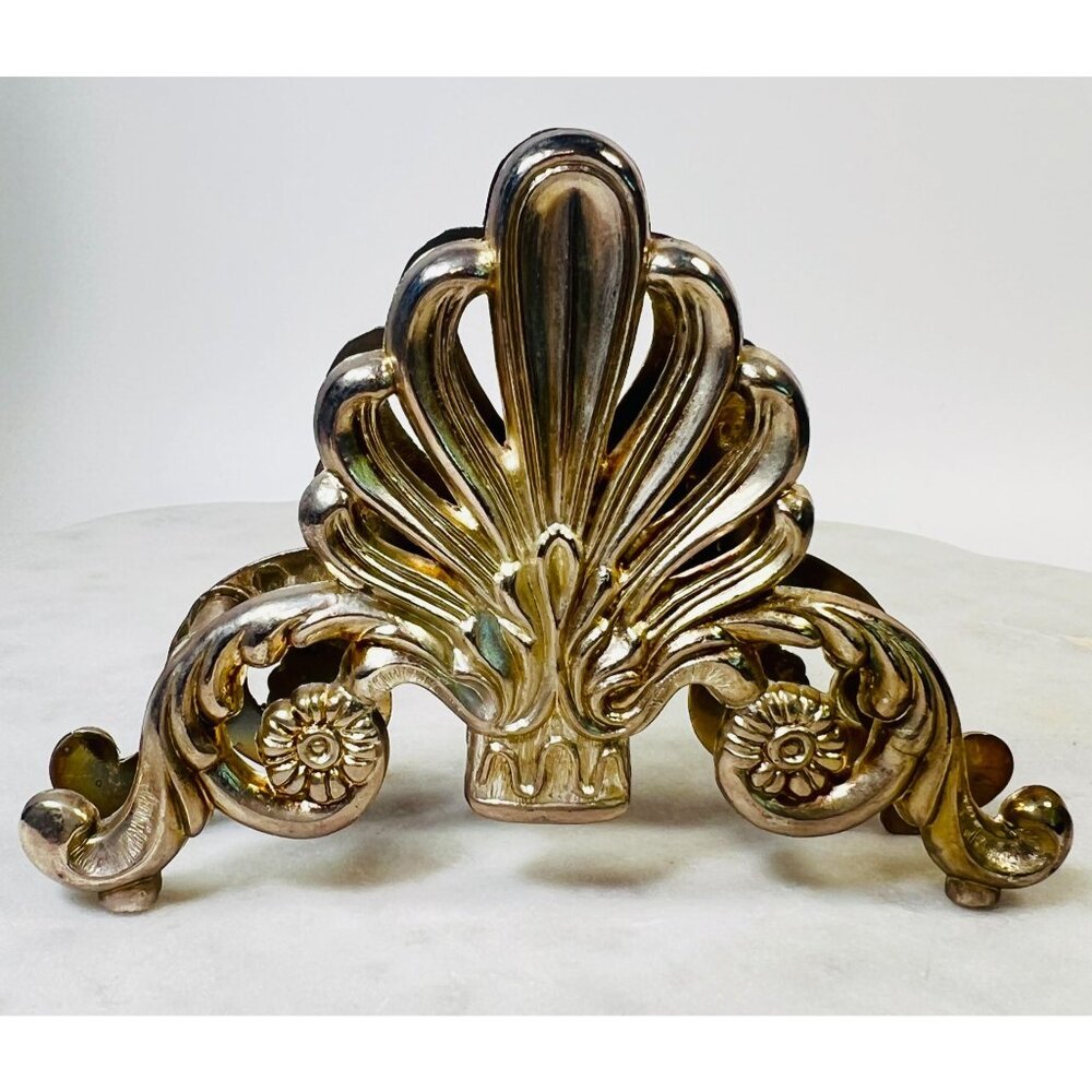 Vtg Italian Leonard Ornate Silver Plate knife‎ Rest Napkin or Mail Holder